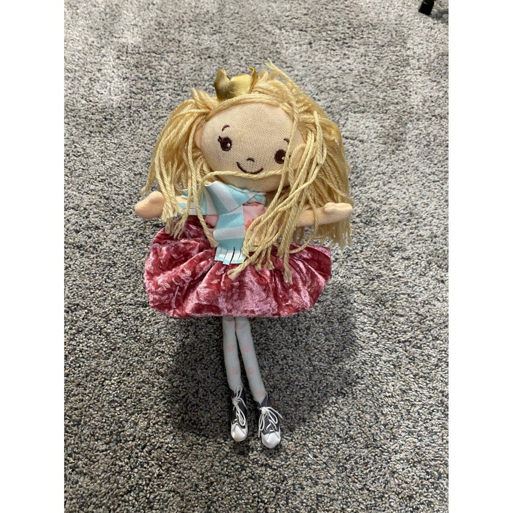 Sunny Days Entertainment Plush Princess Rag Doll Blonde Yarn Hair Pink Skirt
